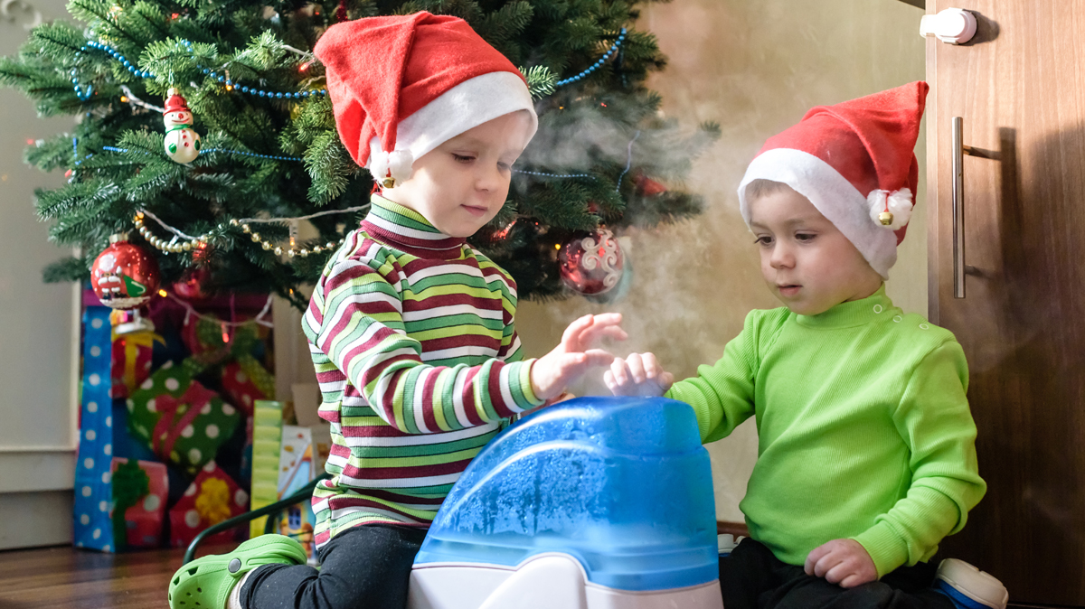 Children playing with humidifier