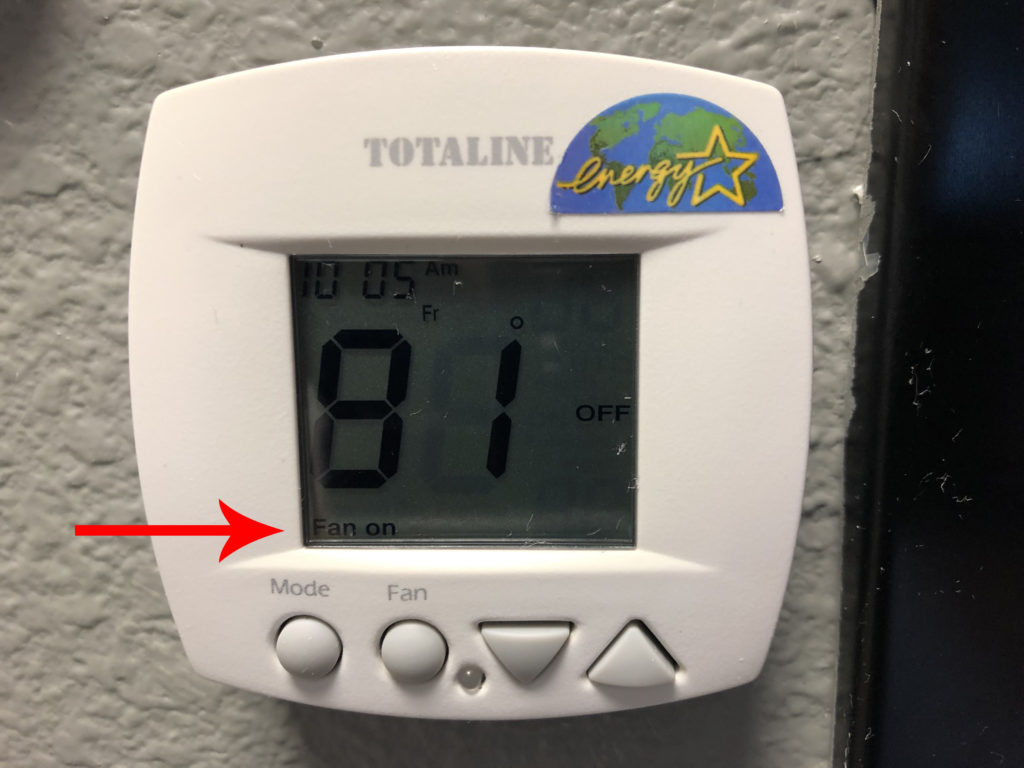 furnace is blowing cold air because the thermostat fan is set to on