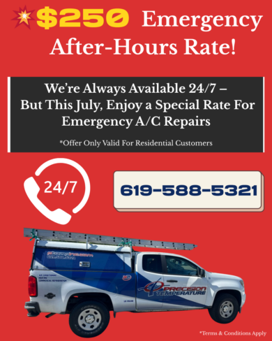$250 Emergency After Hours Rate For A/C Repairs
